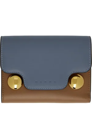 Marni Blue & Tan Leather Trunkaroo Trifold Wallet