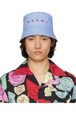 Marni Blue Embroidered Logo Denim Bucket Hat