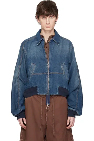 Edward Cuming Blue Bottom Heavy Denim Bomber Jacket