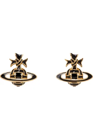 Vivienne Westwood Gold & Black Ribbon Bas Relief Earrings