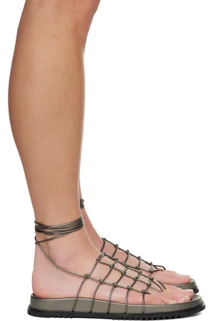 Rick Owens Gunmetal Hollywood Web Granola Sandals
