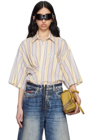 MARTINE ROSE Orange & Blue S/S Boxy Wrap Shirt