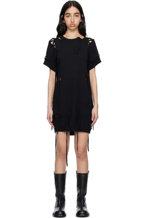 YOHJI YAMAMOTO Black Lace-Up Detail Minidress