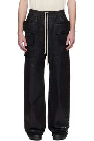 Rick Owens Black Hollywood Creatch Wide Drawstring Cargo Pants