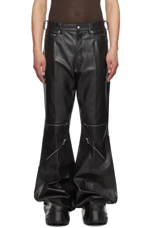 Rick Owens Black Hollywood Bolan Cargo Leather Pants