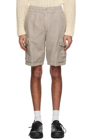 Stone Island Gray Diagonal Linen Cargo Shorts