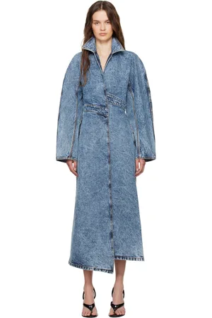 Alaïa Blue Faded Denim Trench Coat