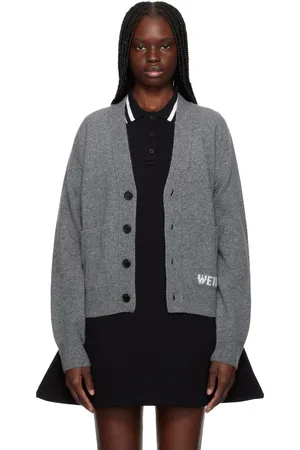 We11 Done Gray Pocket Logo Knit Cardigan