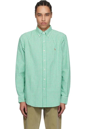 Ralph Lauren Green & White Classic Fit Gingham Oxford Shirt