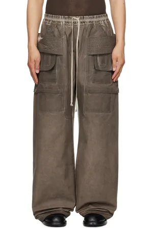 Rick Owens Gray Hollywood Creatch Wide Cargo Drawstring Pants
