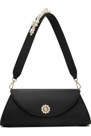 Simone Rocha Black Beaded Long Pochette Valentine Bag