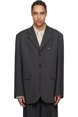 WOOYOUNGMI Gray Denim Like Single Blazer