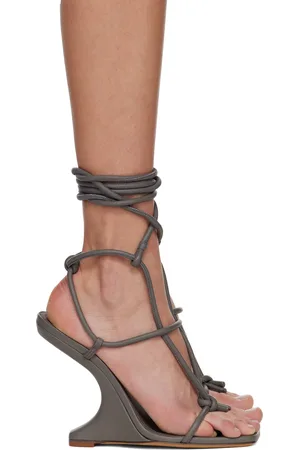 Rick Owens Gray Porterville Cantilever 11 Penta Heeled Sandals