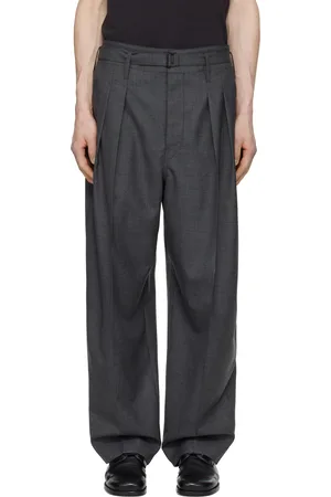 LEMAIRE Gray Belted Pleated Trousers