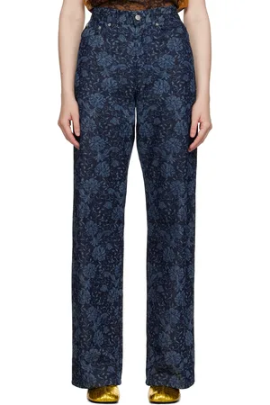 DRIES VAN NOTEN Indigo Printed Denim Jeans
