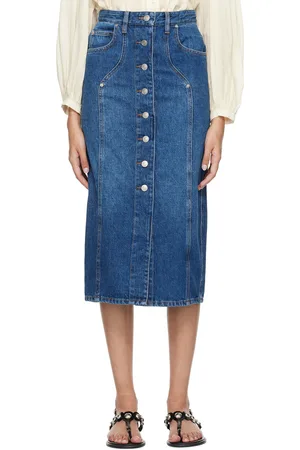 Isabel Marant Blue Vandy Denim Midi Skirt