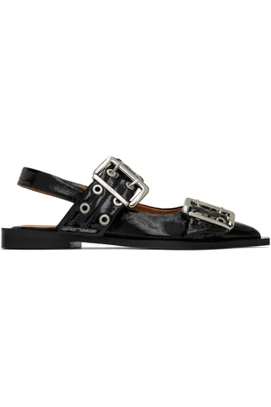 Ganni Black Buckle Ballerina Slippers