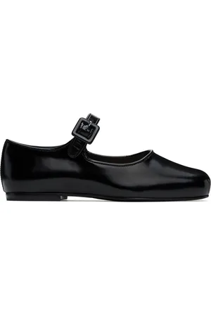 SANDY LIANG Black Mary Jane Pointe Ballerina Flats