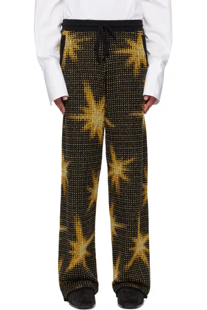 DRIES VAN NOTEN Black & Yellow Drawstring Sweatpants