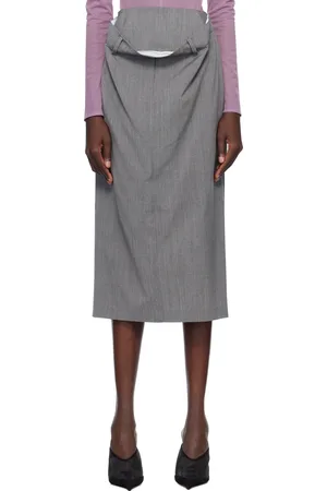 pushBUTTON Gray Kangaroo Midi Skirt