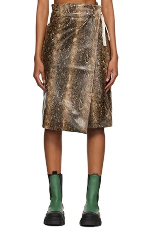 Ganni Brown Snake Midi Skirt