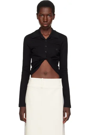 Courrèges Black Twist Piqué Cropped Polo
