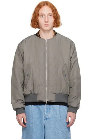 DRIES VAN NOTEN Gray Collarless Bomber Jacket