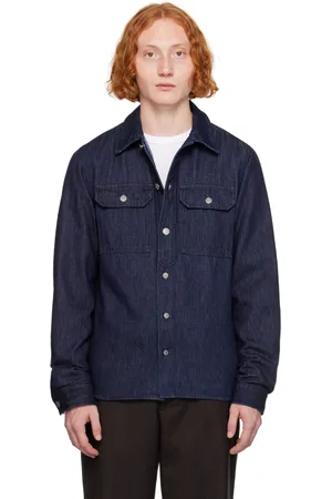 DRIES VAN NOTEN Navy Washed Denim Shirt