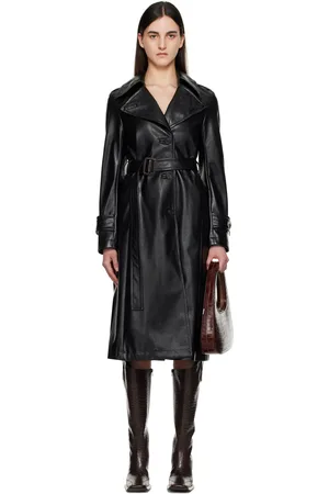 Acne Studios Black Vintage Faux-Leather Trench Coat
