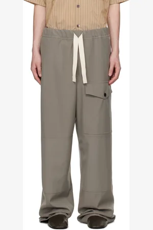 DRIES VAN NOTEN Gray Wide-Leg Trousers