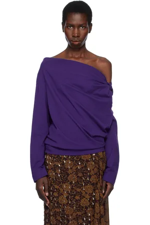 DRIES VAN NOTEN Purple Off-Shoulder Top