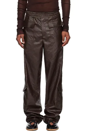 DRIES VAN NOTEN Burgundy Crêpe Cargo Pants