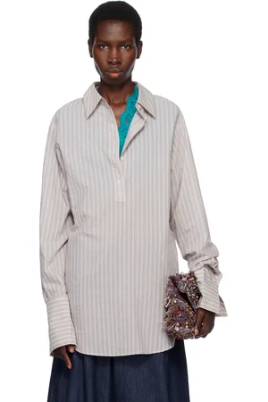 DRIES VAN NOTEN Gray Striped Shirt