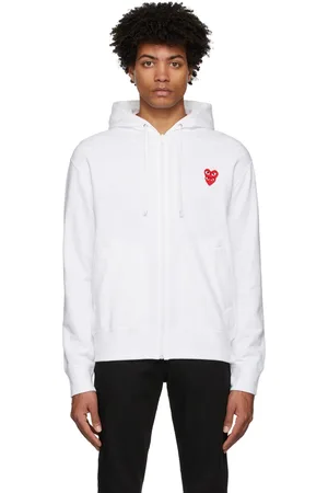 Comme des Garçons White Layered Double Heart Hoodie
