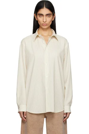Auralee Off-White Super Fine Wool Stripe Shirt