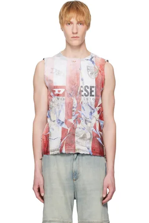 Diesel Red T-Per Stripe Tank Top