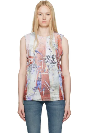 Diesel Red & White T-Per-Stripe Tank Top