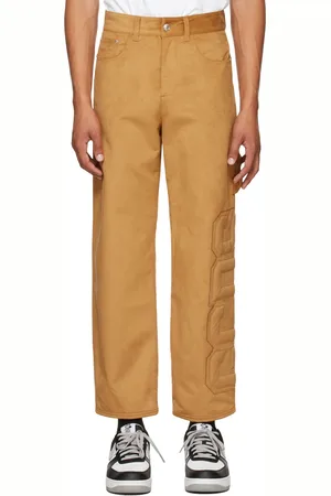 GCDS Tan Faux-Suede Logo Trousers