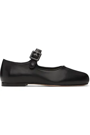 SANDY LIANG Black Mary Jane Pointe Ballerina Flats