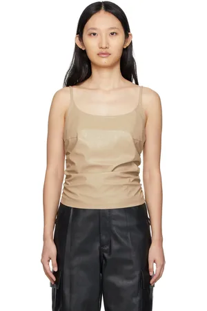 Foundrae Beige Faux-Leather Tank Top