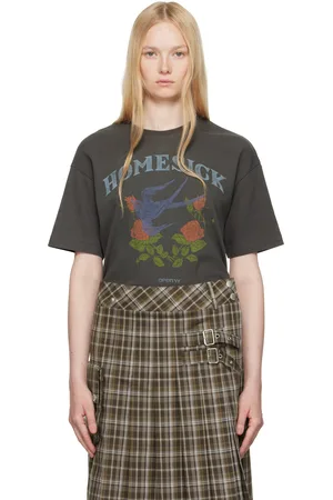 OPEN YY Gray Rose & Swallow T-shirt