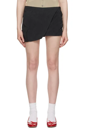 OPEN YY Gray Crinkled Gather Miniskirt