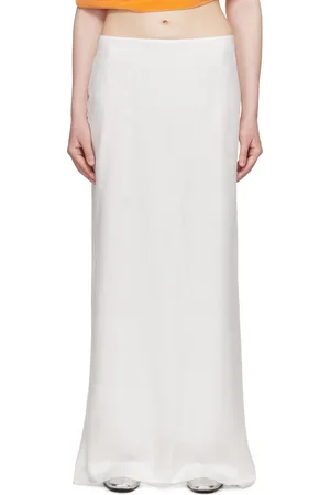 Colleen Allen White Silk Slip Maxi Skirt