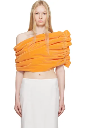 Colleen Allen Orange Velvet Shawl Top