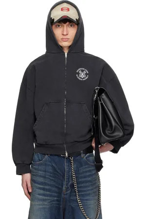 Balenciaga Black Key Crest Molleton Archetype Zip-Up Hoodie