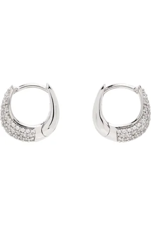 TOM WOOD Silver Ice Huggies Pave Earrings
