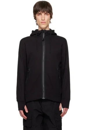 C.P. Company Black Diagonal Raised Fleece Goggle Hoodie
