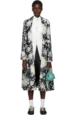 Comme des Garçons Black & White Printed Faux-Leather Coat