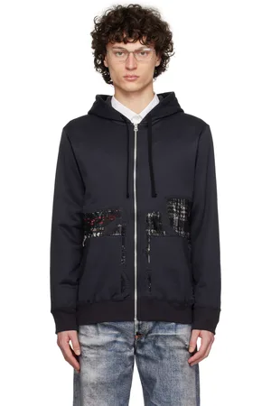 JUNYA WATANABE Black Patchwork Zip-Up Hoodie