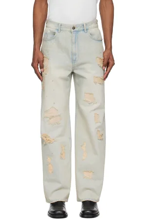 Solid Blue Destroyed Jeans